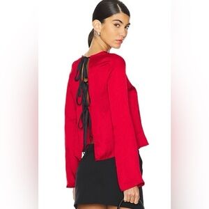 NWT Free People Red Women's Top | Back Black Tie Detail | M | Valentines Day